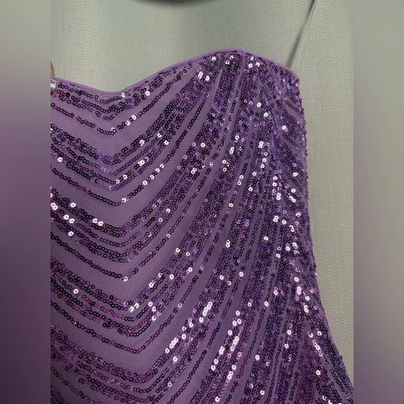 Hello Molly Stars Shining Bright Lavender Purple Sequin Strapless Mini Dress XS - Picture 9 of 14